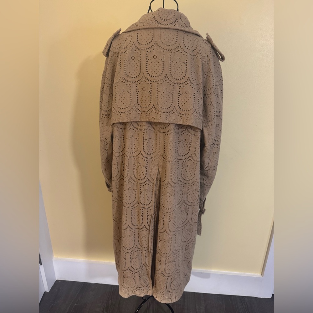 NWOT FARM Rio Pineapple Cotton Eyelet Trench Coat Size XL in Tan - Picture 11 of 15